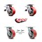 Service Caster 5 Inch Red Poly on Steel Caster Set with Roller Bearings 2 Brake 2 Swivel Lock SCC-TTL30S520-PUR-RS-2-BSL-2 - alternate 2
